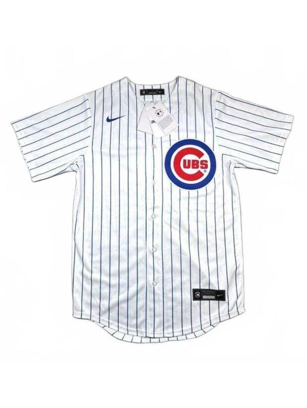 NWT Nike Dansby Swanson Chicago Cubs Jersey White Pinstripe Men's Small S MLB